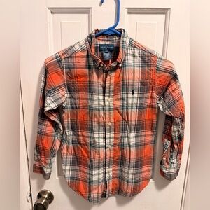 Ralph Lauren Boys Orange Plaid Button-Down Shirt 7